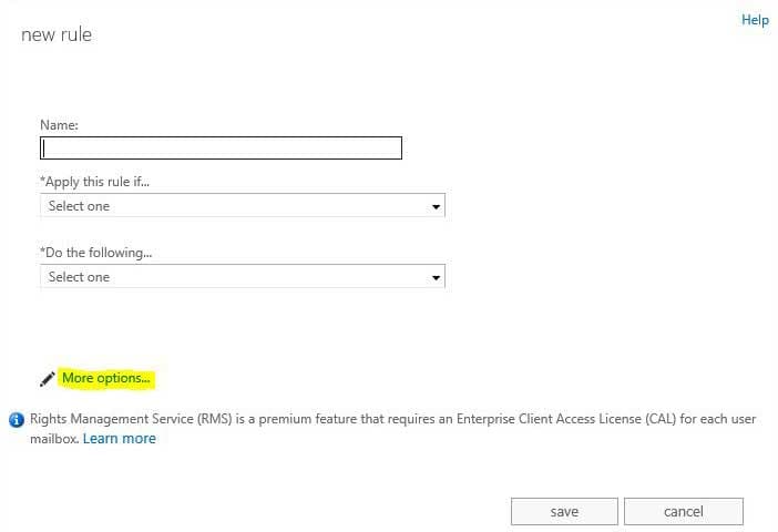 Reject inbound emails sent to a specific domain - New rule